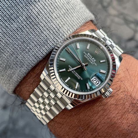 rolex oyster perpetual datejust green|rolex datejust 36mm green dial.